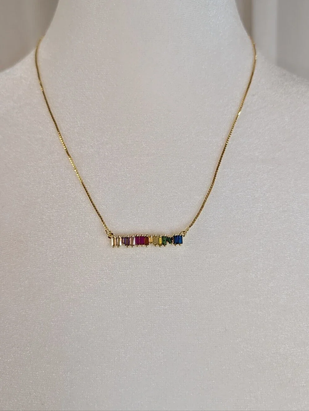Multicolored Rainbow Emerald Cut Rhinestone Bar 19